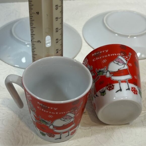 VTG 90's 2 Pc Set Christmas Porcelain Expresso Mini Cup/Saucer Santa & Reindeer - Picture 15 of 16